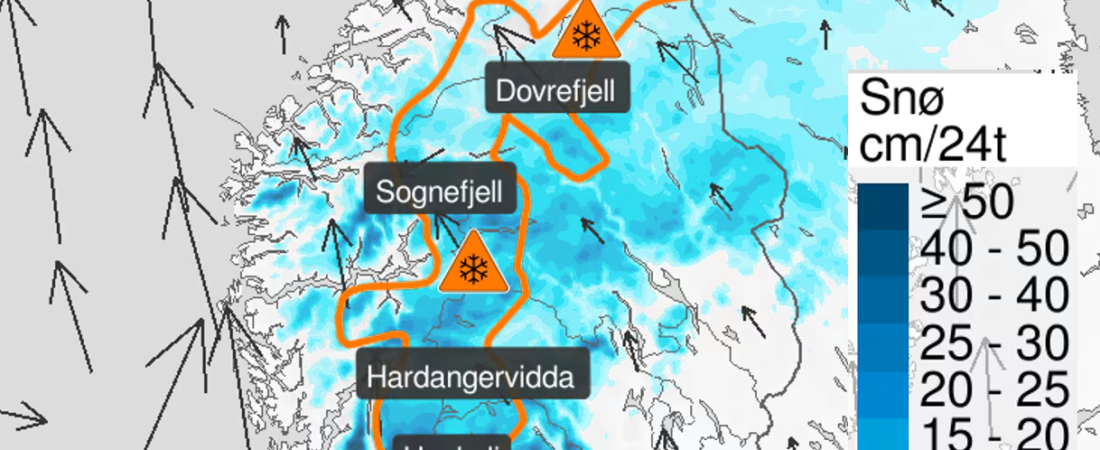 Alvorlig værvarsel før juleutfarten: Kraftig snøfokk truer fjellovergangene i Sør-Norge