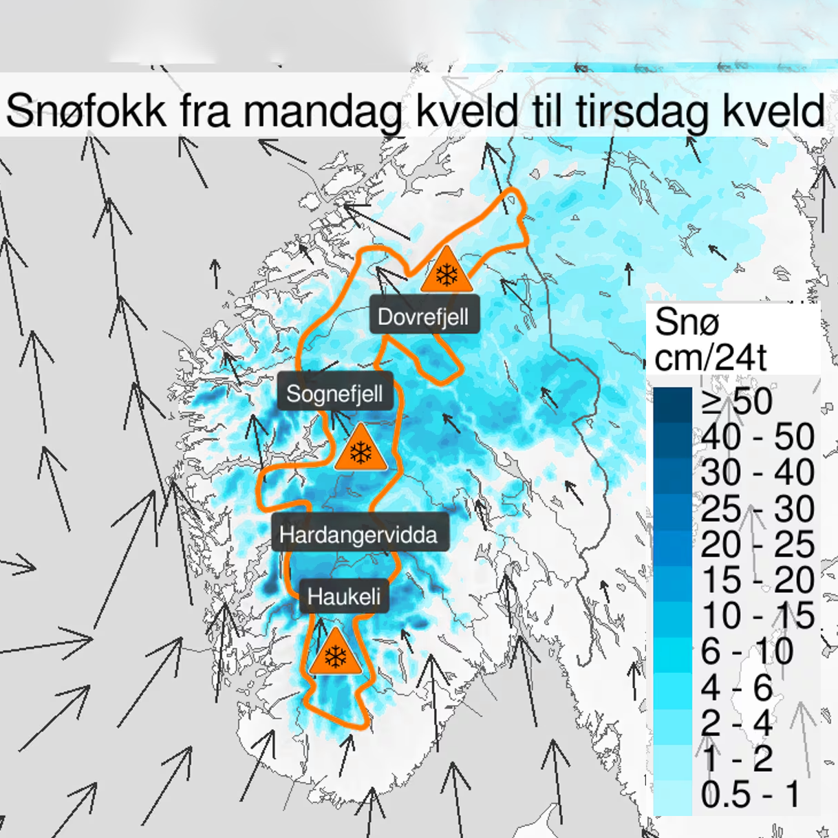 Alvorlig værvarsel før juleutfarten: Kraftig snøfokk truer fjellovergangene i Sør-Norge